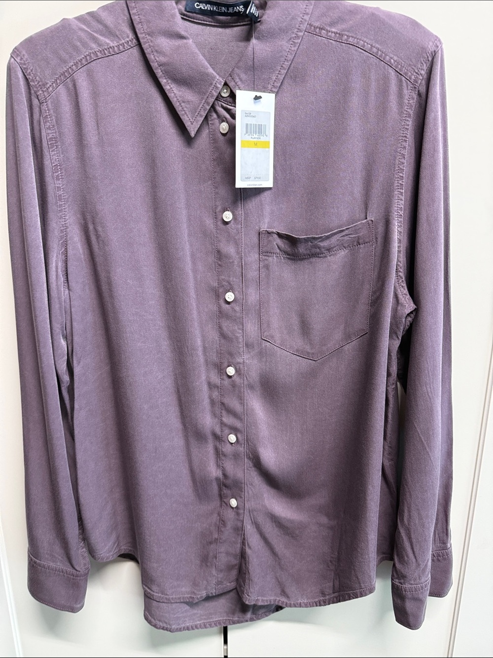 Calvin Klein Jeans Men's Dusty Mauve Long-Sleeve Button-Down Shirt
